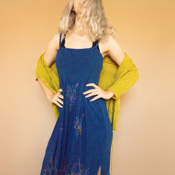 90s Rainbow Embroidered Smocked Summer Babydoll Dress - Picture 10 of 16